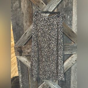 Mid-length Floral Navy Skirt